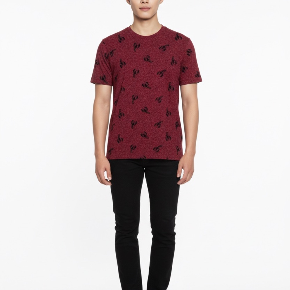 Knicker Bocker Men's M Allover Crab Print Pullover Short Sleeve Casual T-Shirt